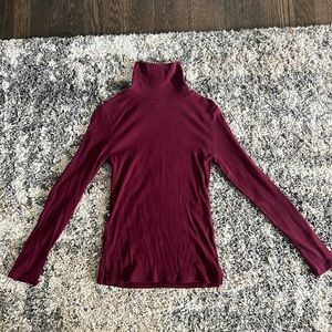 Ribbed Maroon Turtle Neck Long Sleeve